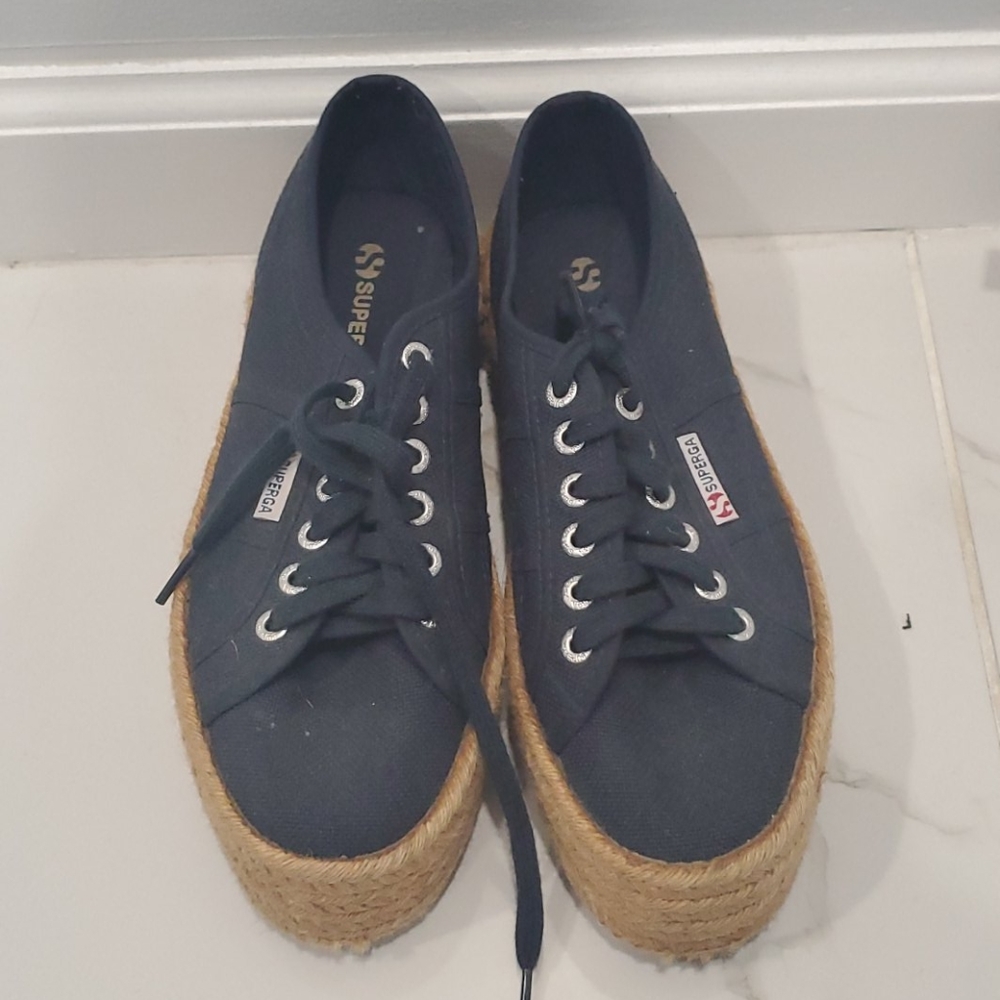 Superga navy platform sneakers